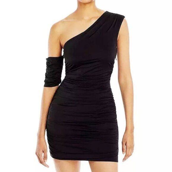 Aqua Women's One Shoulder Black Mini Cocktail Dress Size S (MSRP $238) - Picture 1 of 5
